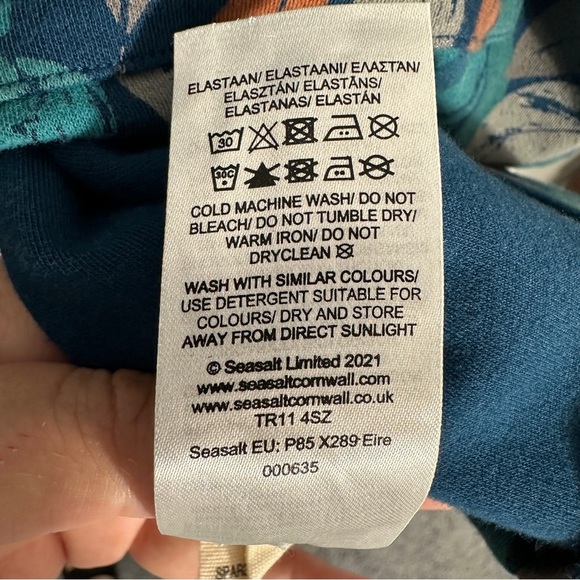 Seasalt Cornwall size 10 US Tall Waves tunic, teal w/leaf pattern, fall, autumn - Picture 8 of 12